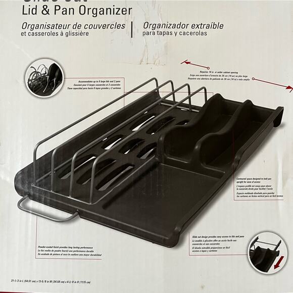NEW Rubbermaid Slide Out Lid + Pan Organization Kitchen Cabinet Storage BNIB - Picture 14 of 16